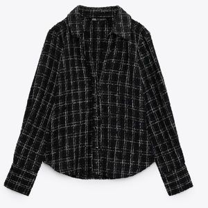 Zara FITTED STRUCTURED PLAID SHIRT